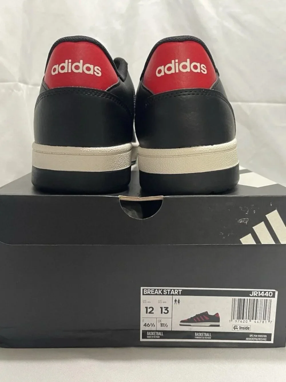 Adidas Break Start Basketball Shoes Black Red Men's Size 12 New In Box JR1440